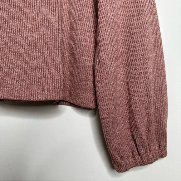 Madewell Pink Ribbed Mock Neck Sweater Size Large - Picture 7 of 9